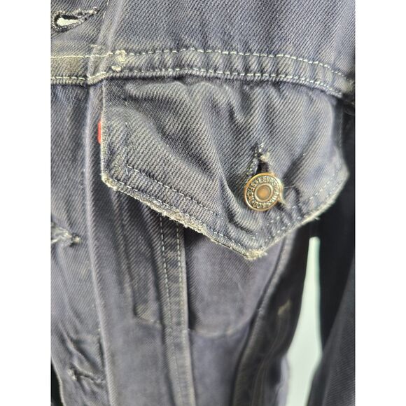Custom Distressed Jean 90s Grunge Patchwork Painted Denim Levis Trucker Jacket - Picture 9 of 15